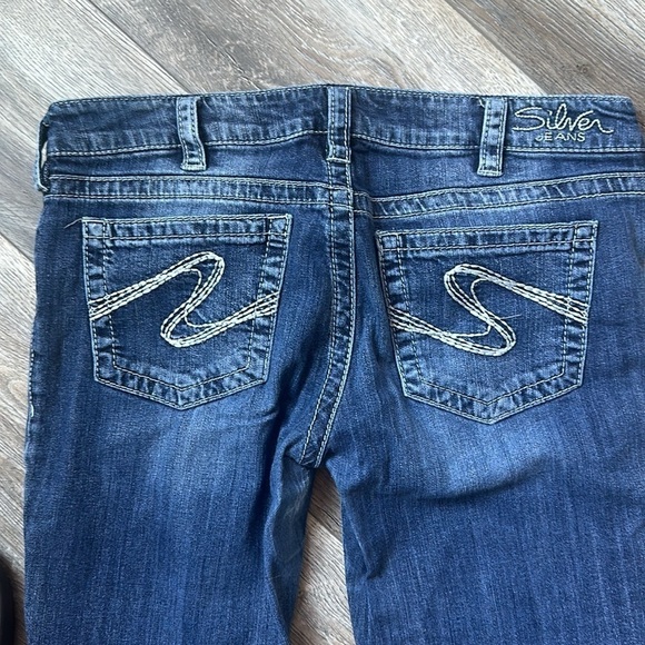 Silver Jeans size 24 Aiko Bootcut blue denim Bikercore jeans - Picture 2 of 9
